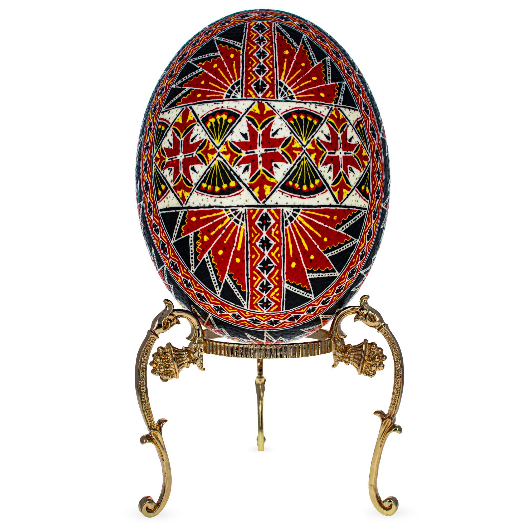 Authentic Ukrainian Pysanky Easter Eggs - Handmade with Traditional Batik & Ostrich Egg Blowing Technique | Geometric Triangle Designs for Home Decor, Gift Giving & Easter Celebrations