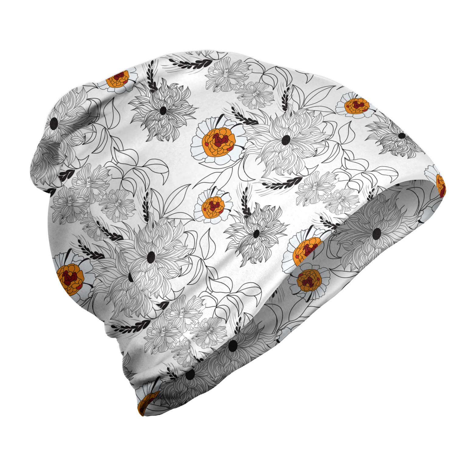 Ambesonne Unisex Beanie Hat - Floral Petals Design for Men & Women | Warm Winter Knit Cap for Hiking, Camping & Outdoor Activities