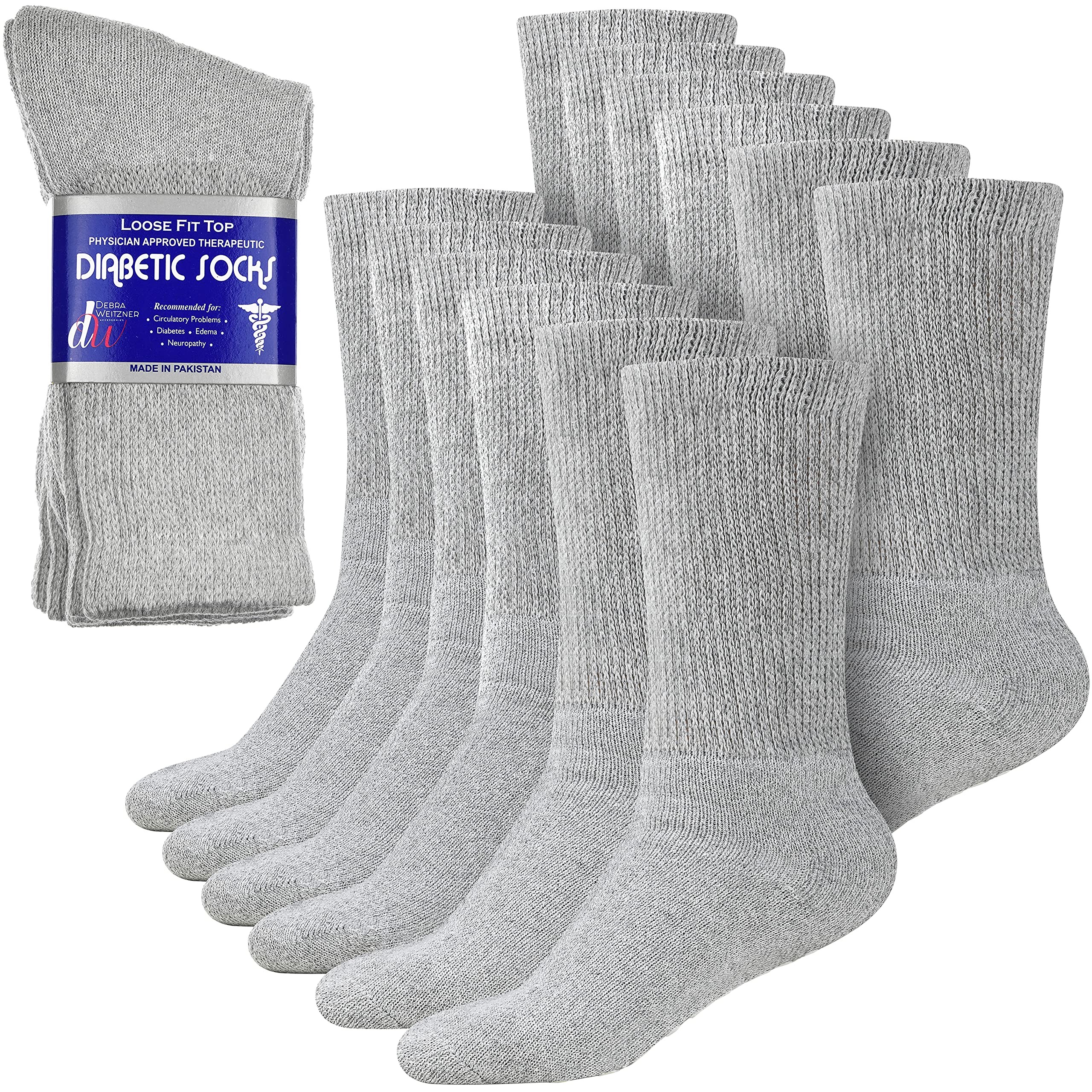 Debra Weitzner Diabetic Ankle Crew Socks for Men & Women - Non-Binding, Loose Fit Comfort Socks (12 Pairs) - Ideal for Diabetes, Circulation Issues & Everyday Wear