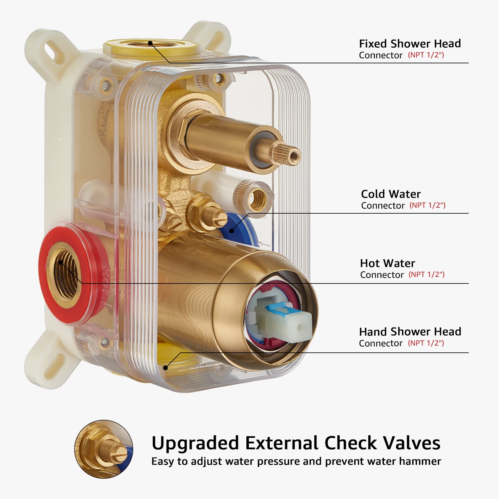 Premium Brushed Gold Wall Mounted Shower System - 10 Inch Rainfall Shower Head with Handheld Sprayer, Pressure Balance Valve & Complete Trim Kit | Perfect for Modern Bathroom Renovation & Spa-Like Shower Experience