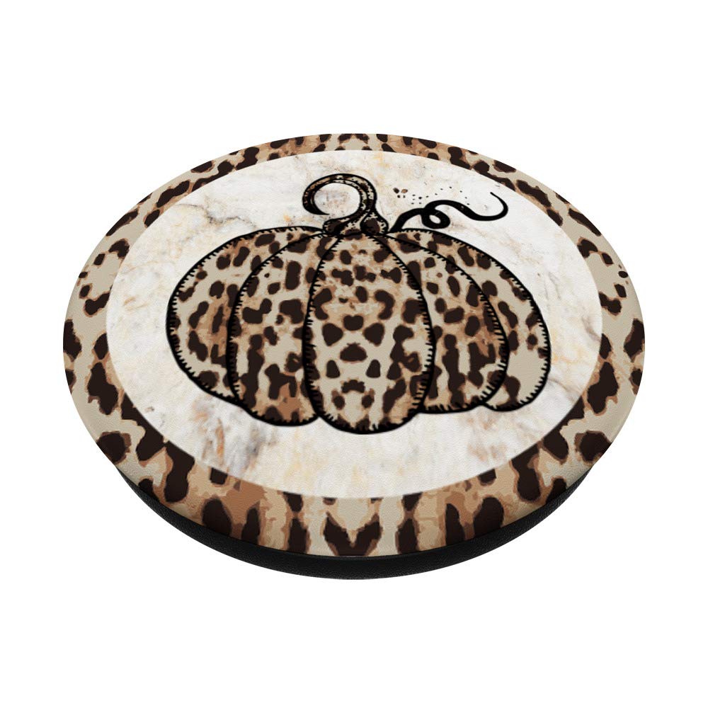 Cute Black Leopard Pattern Animal Print Fall Pumpkin PopSocket PopGrip - Swappable Phone & Tablet Grip for Stylish Everyday Use and Perfect Gift Idea