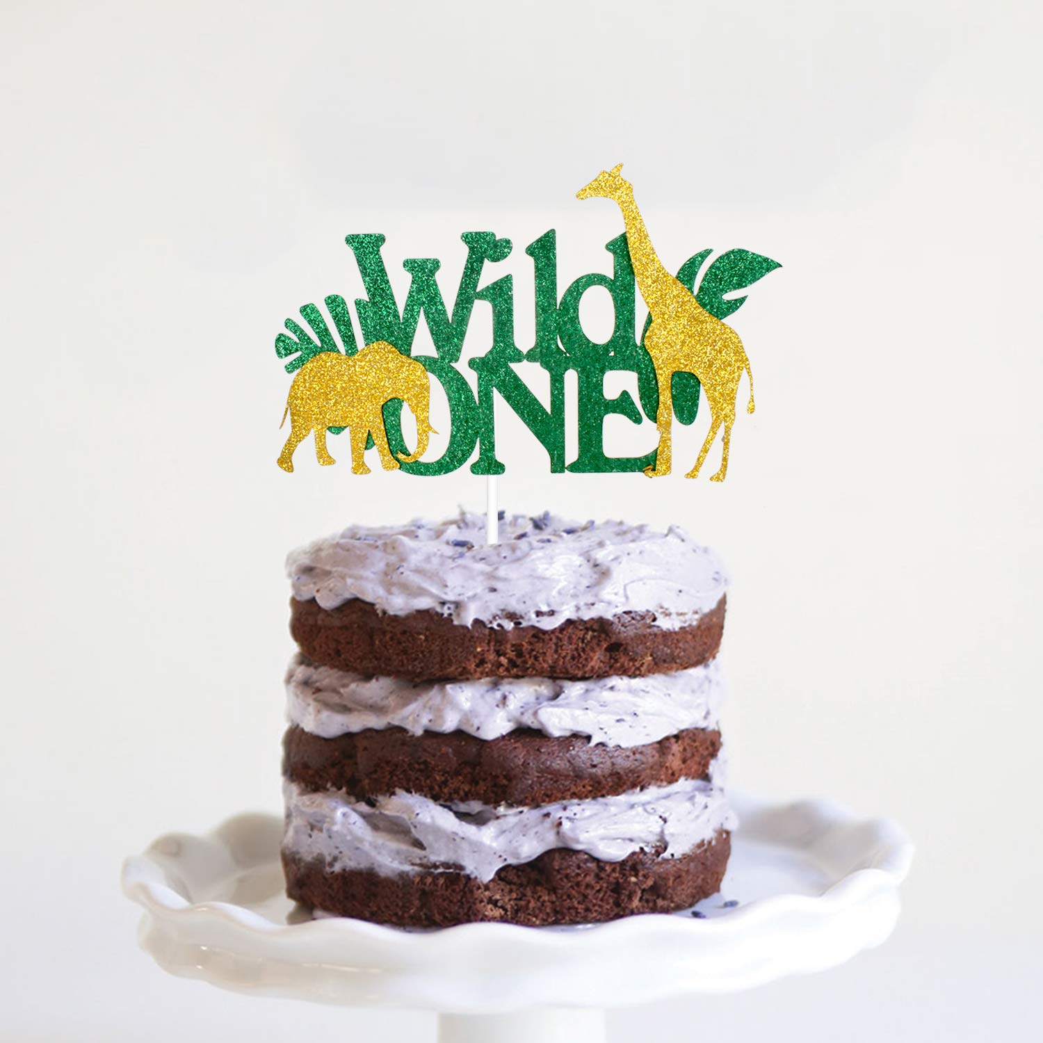 Wild One Birthday Cake Topper - Jungle Safari Animal Decorations for 1st Birthday & Baby Shower Parties - Giraffe, Lion, Elephant Cake Decor - Perfect for Smash Cakes, Welcome Baby Celebrations & Nursery Themes