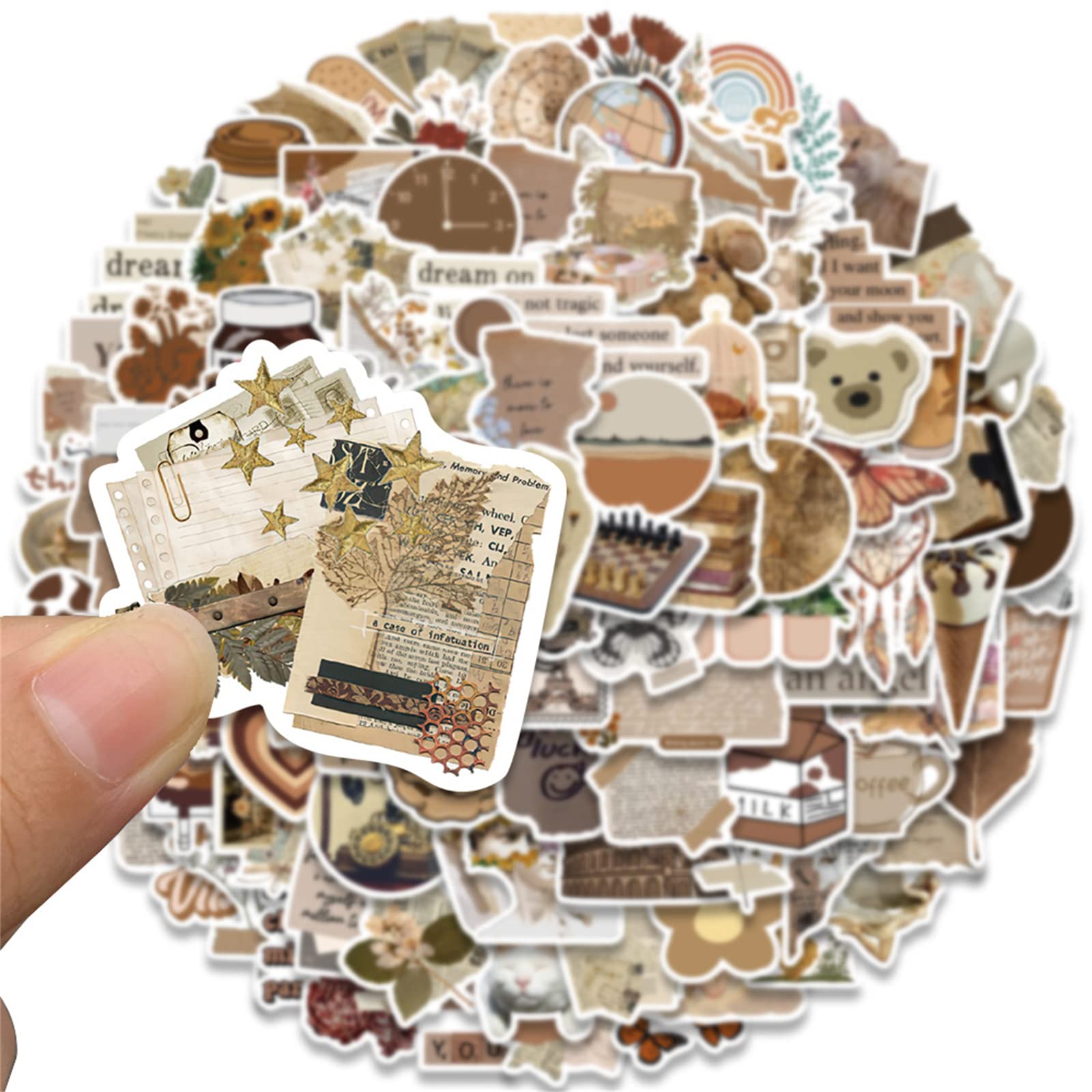 112PCS Vintage Aesthetic Stickers Pack - Boho Scrapbook Stickers for Journaling, Laptop, Water Bottle & DIY Crafts - Cute Vinyl Stickers for Teens and Adults