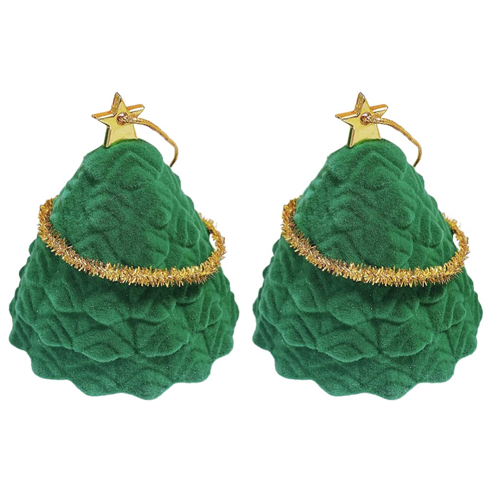 PRETYZOOM 2-Piece Christmas Tree Earring Organizer Box - Vintage Jewelry Storage for Ear Studs, Perfect for Holiday Parties & Xmas Gifts | Great for Travel, Home Decor, and Gift Wrapping