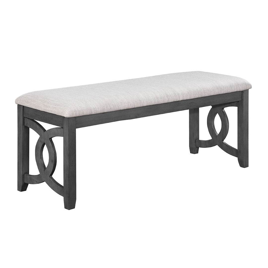 Grey Dining Bench with Gia Links - Modern Kitchen Seating for Small Spaces, Breakfast Nook & Dining Room Decor