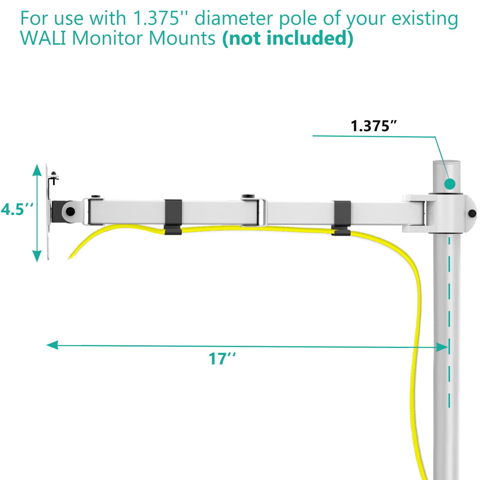 WALI Single Monitor Arm Stand - Fully Adjustable VESA Mount with 75x75/100x100mm Holes - Ergonomic Desk Clamp for 13-32