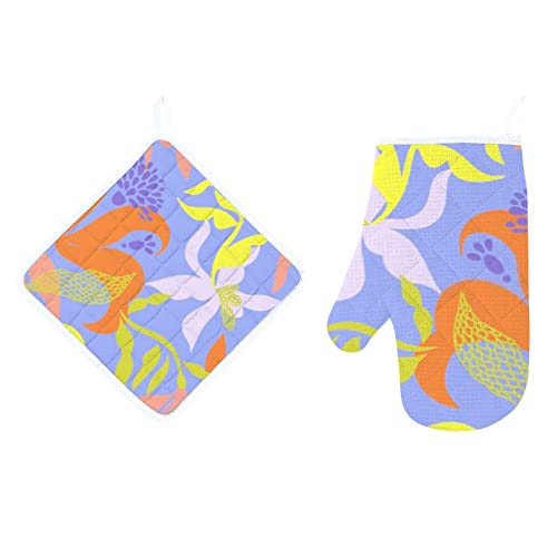 Abstract Tropical Floral Pattern Hand Drawn