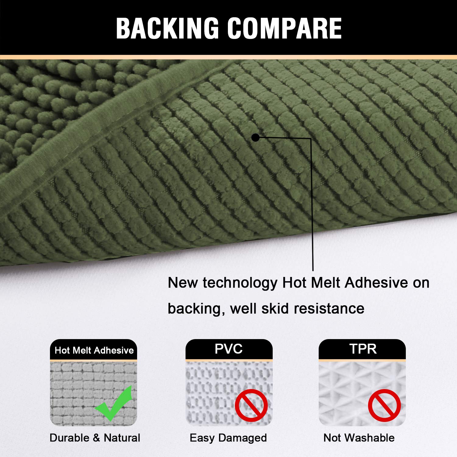 Non-Slip Extra Thick Chenille Bath Mat 17