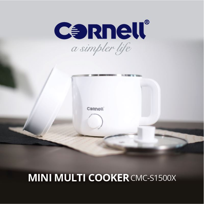 Cornell 1.5L Mini Multi Cooker with Steam Tray CMCS1500X - Compact Electric Rice Cooker, Slow Cooker & Food Steamer for Small Kitchens, Dorms & RVs - Perfect for Cooking Rice, Soup, Stew & Healthy Meals