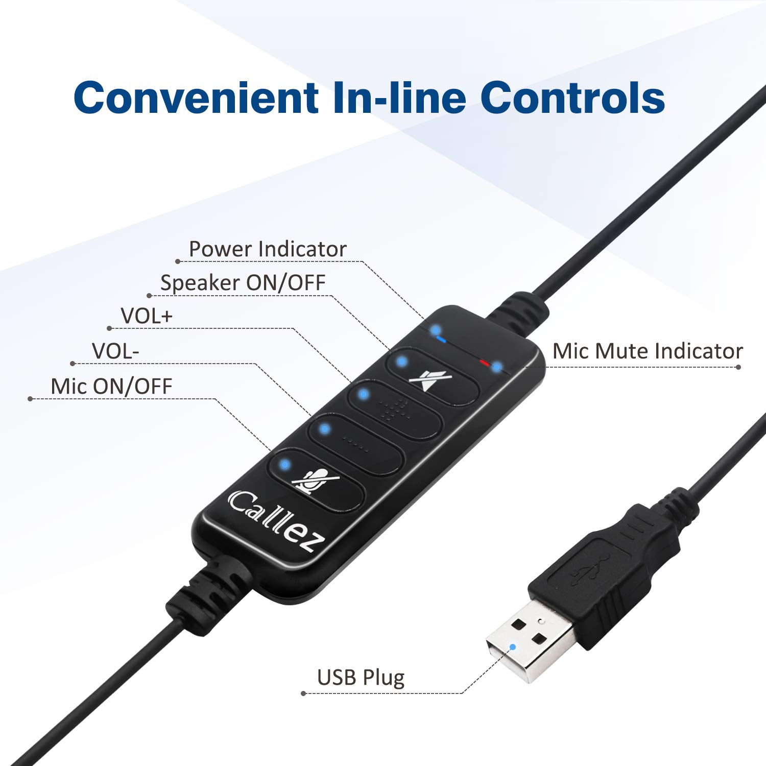 Noise Cancelling USB Headset with Microphone - Stereo PC Headphones for Business Calls, Skype, Zoom, Call Centers | Clear Audio, Lightweight & Comfortable Design | Perfect for Remote Work, Online Meetings & Office Use