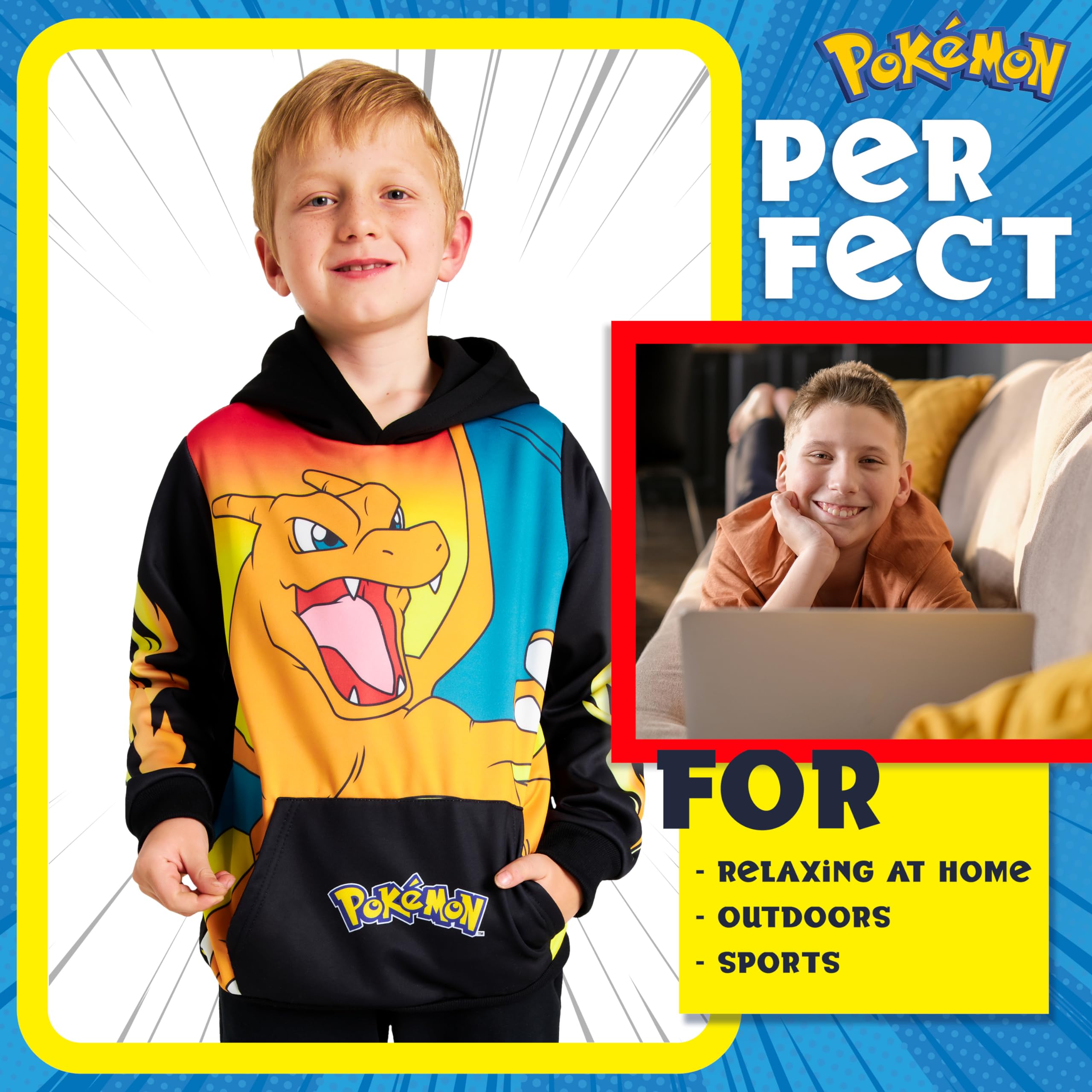 **Pokemon Hoodie for Boys & Teens - Pikachu Anime Hooded Sweatshirt | Warm & Cozy Pullover for Casual Wear, Gaming & Outdoor Activities**
