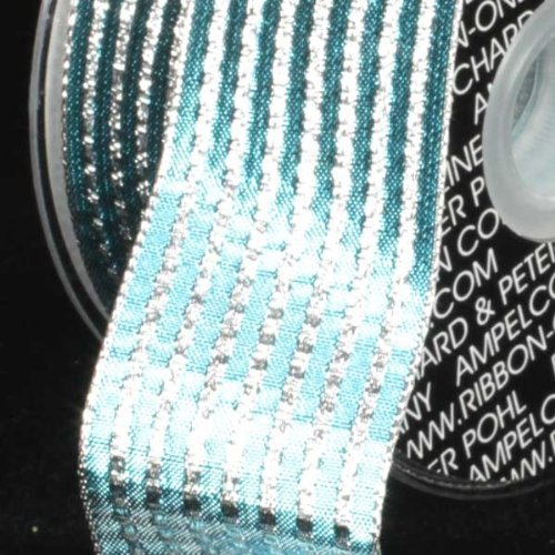 Shimmering Silver and Blue Metallic Ribbed Wired Craft Ribbon - 1.5 Inch x 54 Yards for Gift Wrapping, DIY Decorations, and Party Supplies