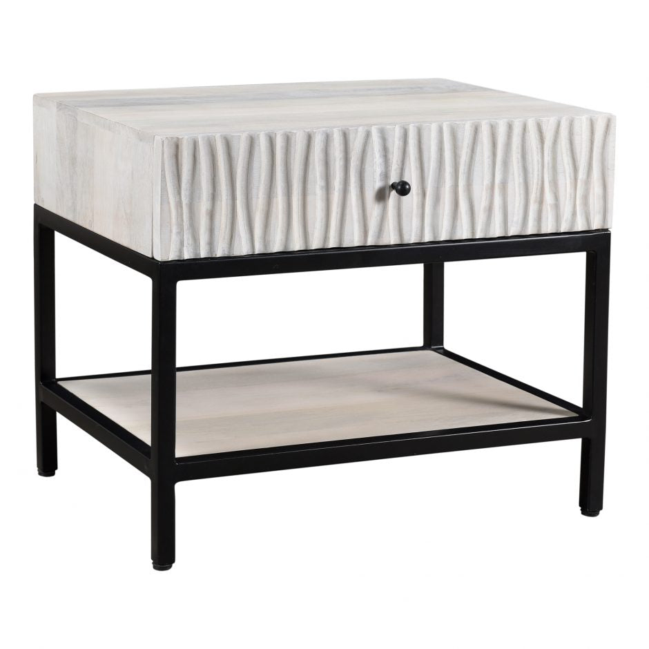 Modern Nightstand with USB Ports & Drawer - Stylish Bedside Table for Small Spaces, Perfect for Bedroom, Living Room, or Dorm - Wooden End Table with Charging Station