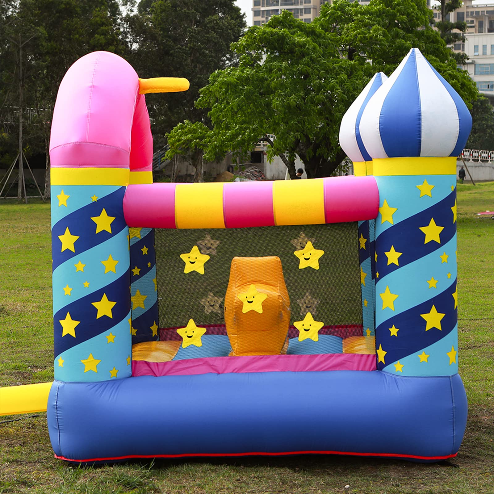 Doctor Dolphin Inflatable Bounce House for Kids - Toddler Play Center with Air Blower Pump - Perfect for Birthday Parties, Backyard Playdates & Indoor Entertainment