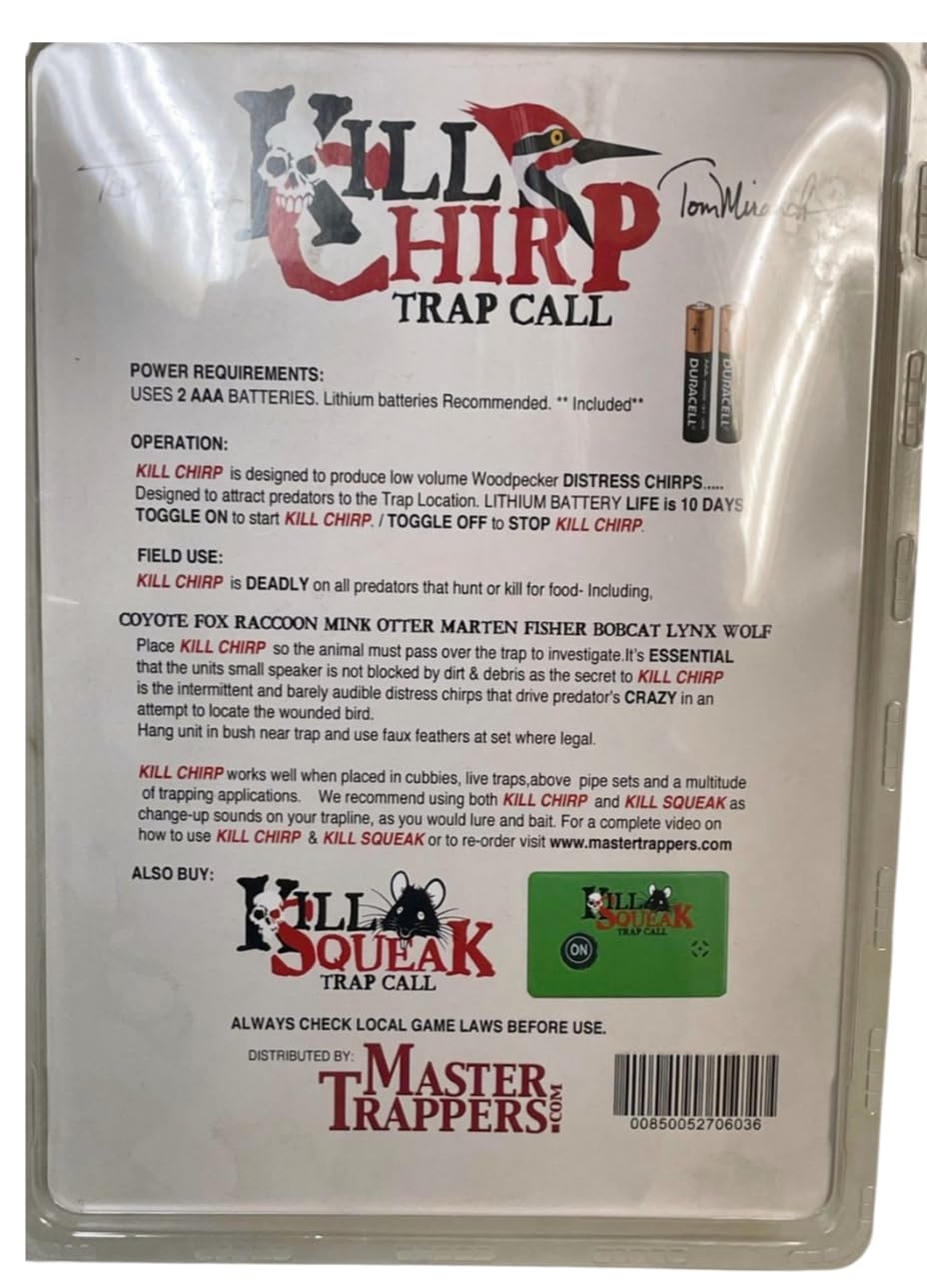 Kill Chirp Trap Bait Digital Caller - Professional Hunting Gear by Master Trappers Tom Miranda & Tim Wells | Perfect for Coyote, Fox & Predator Hunting