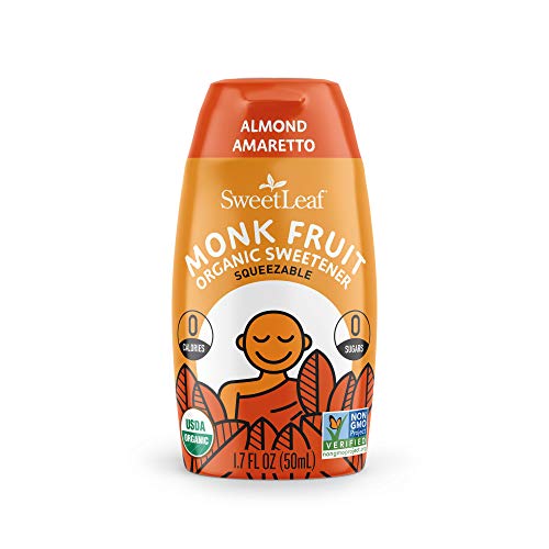 SweetLeaf Organic Monk Fruit Liquid Sweetener - Almond Amaretto Flavor, 1.7oz, Keto & Paleo Friendly - Perfect for Coffee, Tea & Baking Recipes