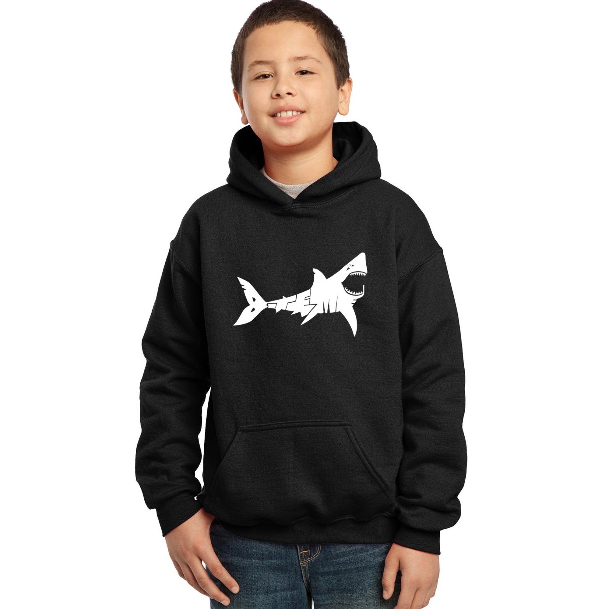 LA POP ART Boys' Word Art Hooded Sweatshirt - BITE ME Graphic Pullover | Trendy Streetwear for Teens | Perfect for School, Casual Outings & Skate Park Style