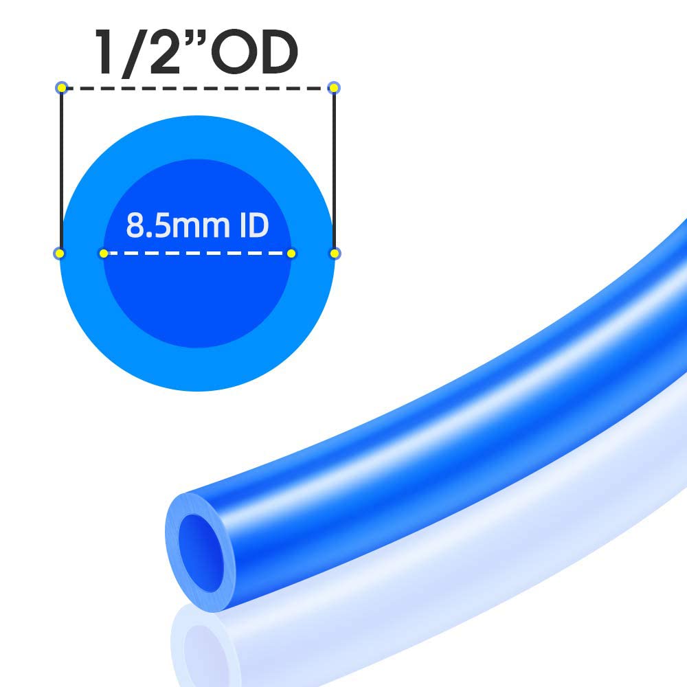 TAILONZ PNEUMATIC Blue 1/2 Inch OD 10 Meters PU Air Hose Pipe - High Pressure Flexible Polyurethane Tubing for Air Compressor, Pneumatic Tools, and Fluid Transfer - Ideal for Industrial, Automotive, and DIY Projects