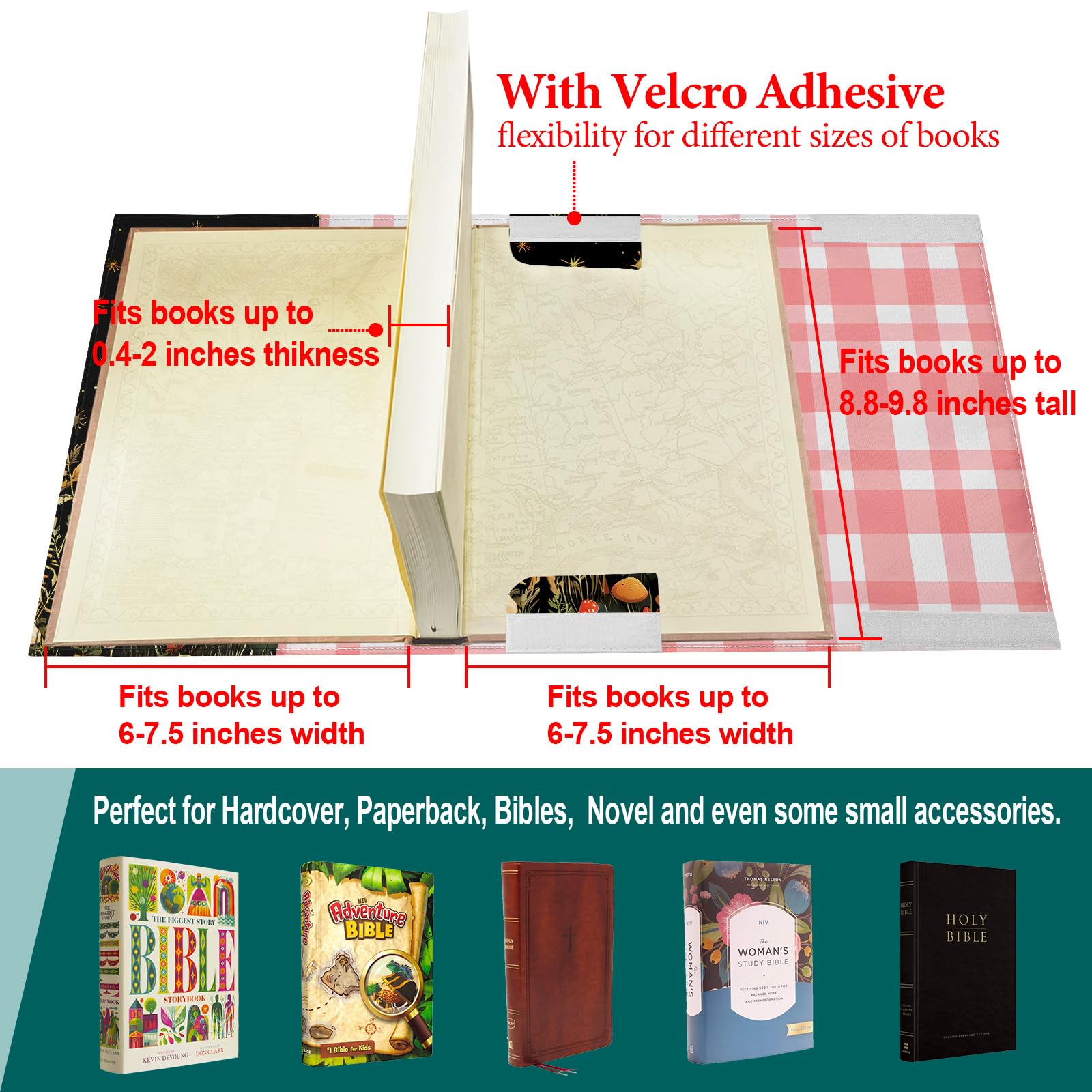 Adjustable Mushroom Paperback Book Cover Protector - Washable Soft Canvas Fabric Book Cover with Bookmark - Double-Sided Print Dust Jacket for Hardcover Bible, Novel & Books - Perfect Gift for Book Lovers (Ideal for Reading, Travel & Book Protection)