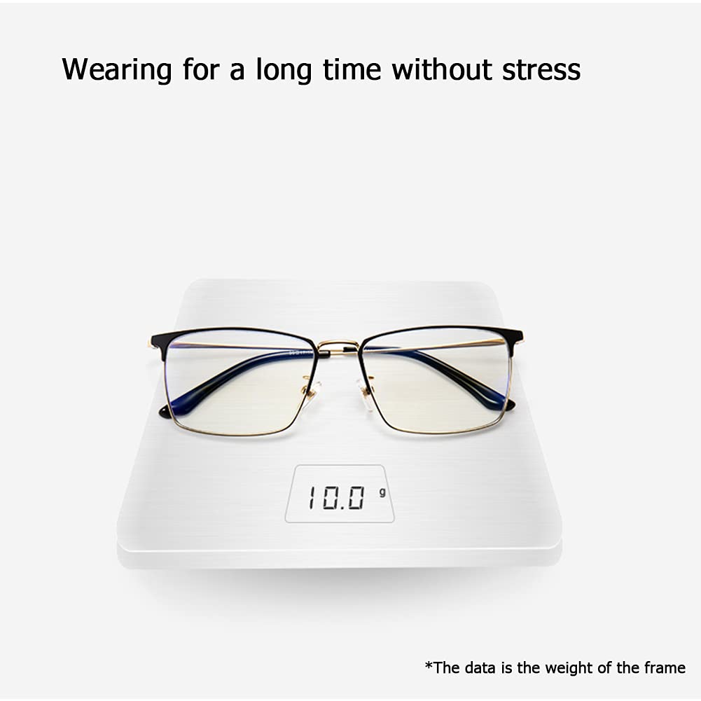 Blue Light Blocking Reading Glasses - Fashion Square Frames with Comfort Spring Hinge for Men & Women - Anti Glare Computer Glasses for Office Work & Screen Time
