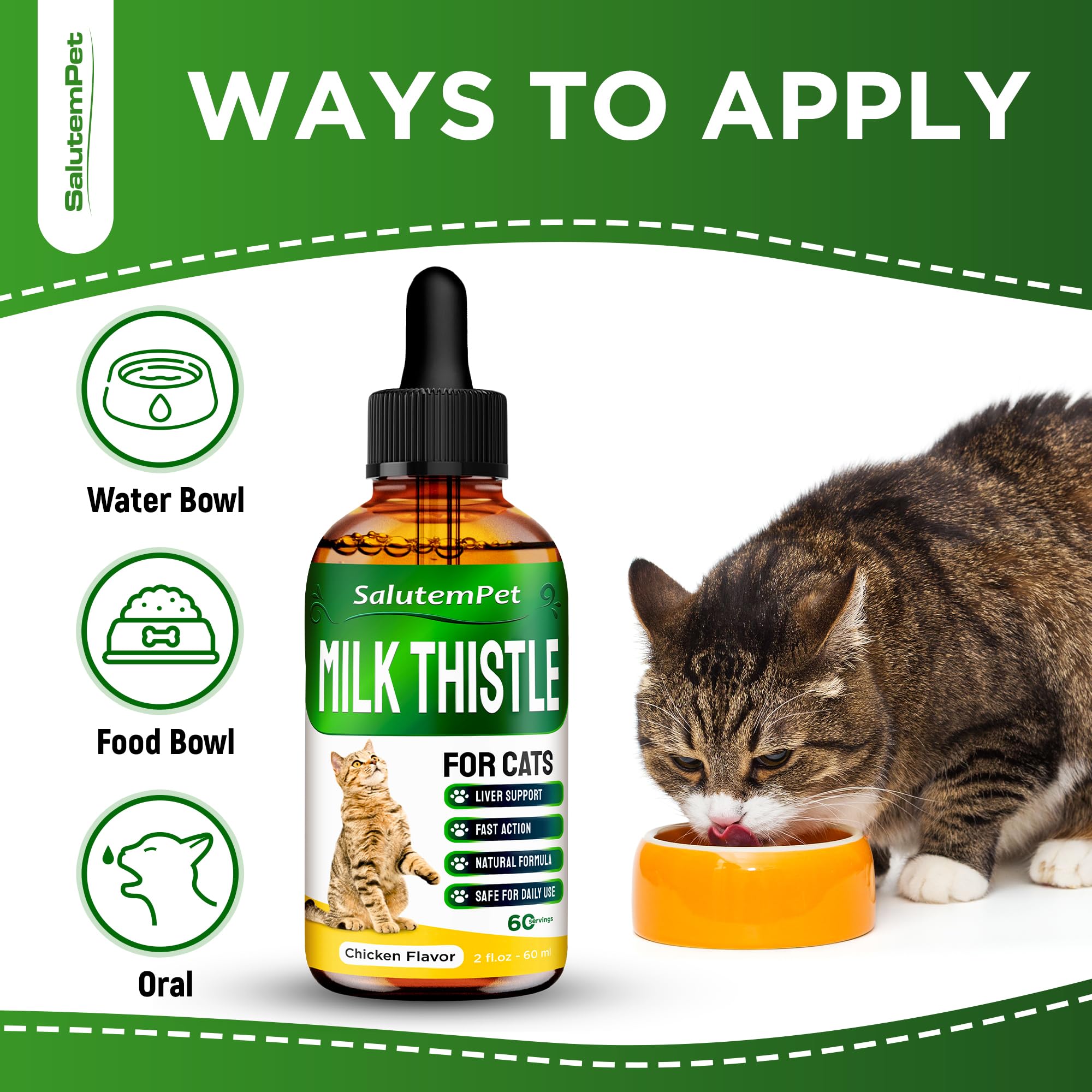 Organic Milk Thistle for Cats - Natural Liver Support Supplement with Antioxidants - 2 Pack (2 Oz Each) - Promotes Healthy Digestion & Detox for Senior & Indoor Cats