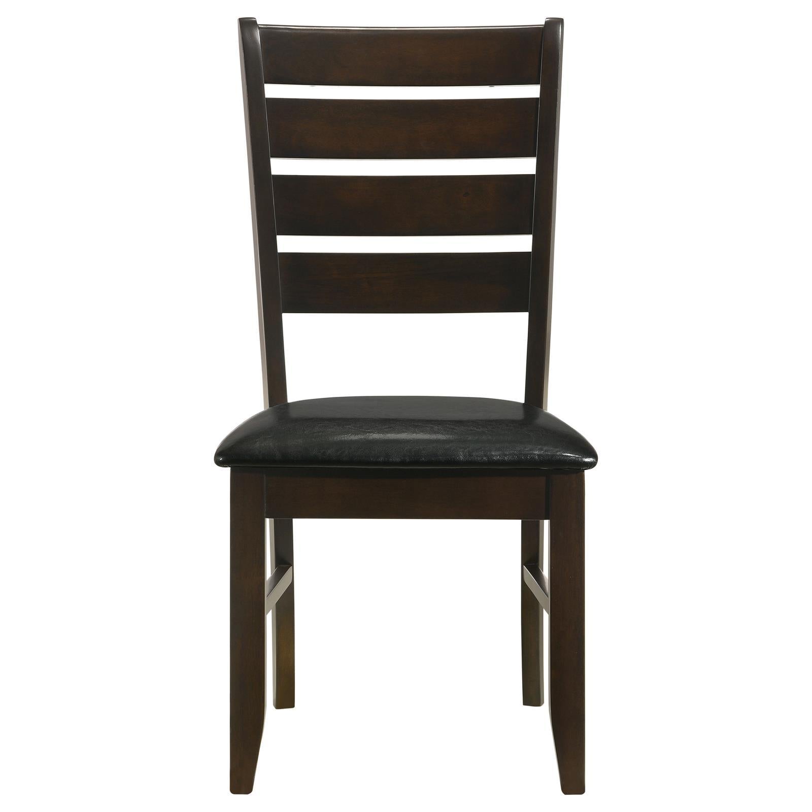 2-Pack Black Padded Side Chairs with Cappuccino Upholstery - Modern Dining Chairs for Kitchen, Breakfast Nook, or Small Space Decor