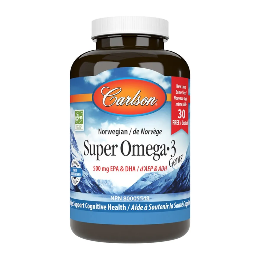Carlson Labs Super Omega-3 Gems Fish Oil 1200mg - 250 Softgels for Heart Health & Brain Function | Supports Joint & Immune System | Dietary Supplement for Adults