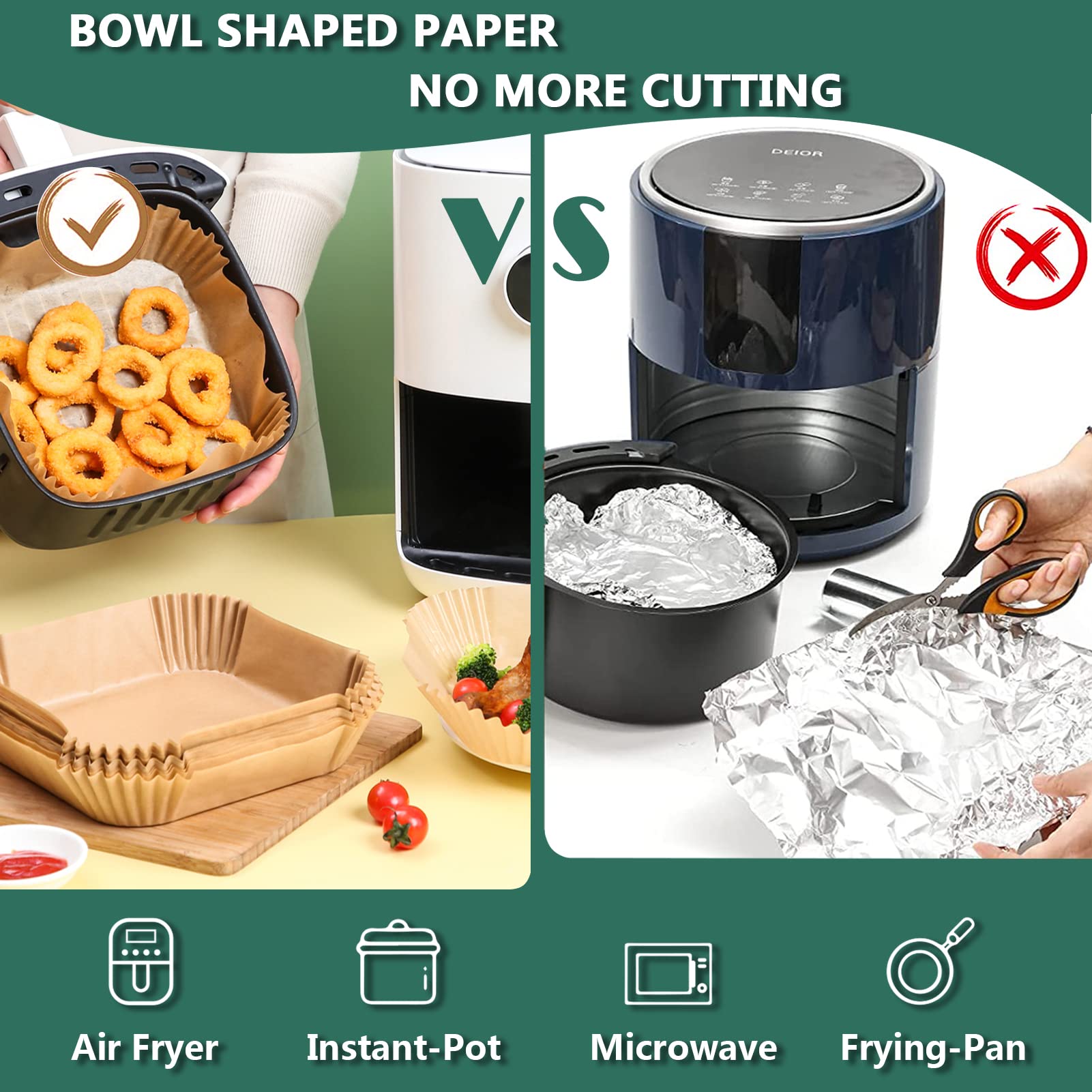 100-Pack Silicone Air Fryer Liners 7.9 Inch - Non-Stick, Oil & Water Proof Baking Sheets for Healthy Cooking | Perfect for Chicken Wings, French Fries & Vegetables