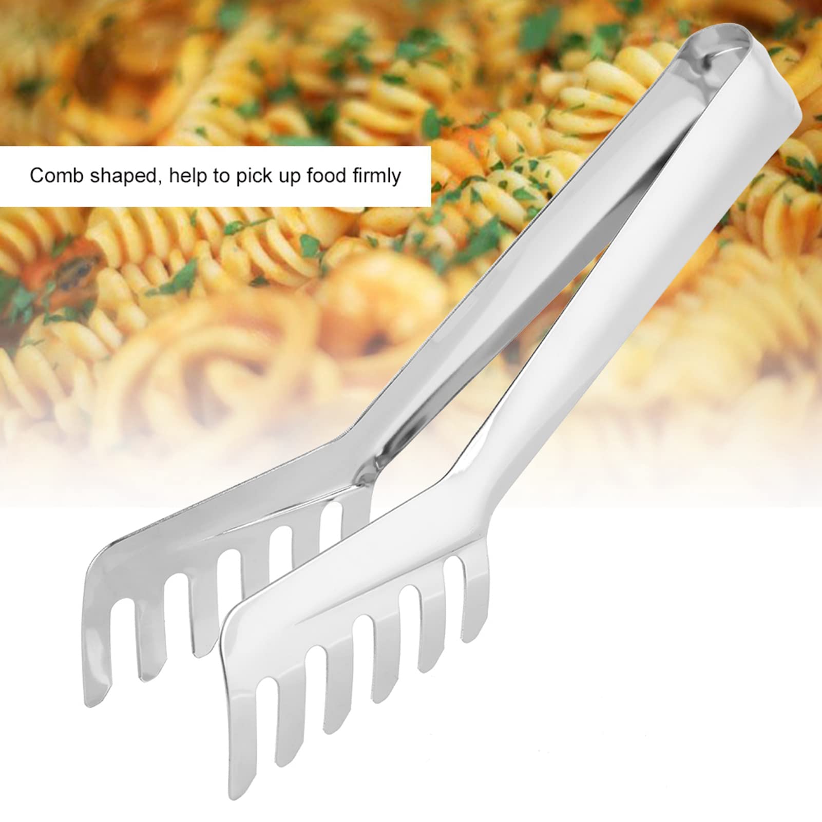 Stainless Steel Pasta Tongs - 8.66 Inch Kitchen Comb Shaped Serving Utensil for Cooking, Buffet, Salad & Spaghetti | Perfect for Restaurants, Dinner Parties & Home Kitchens