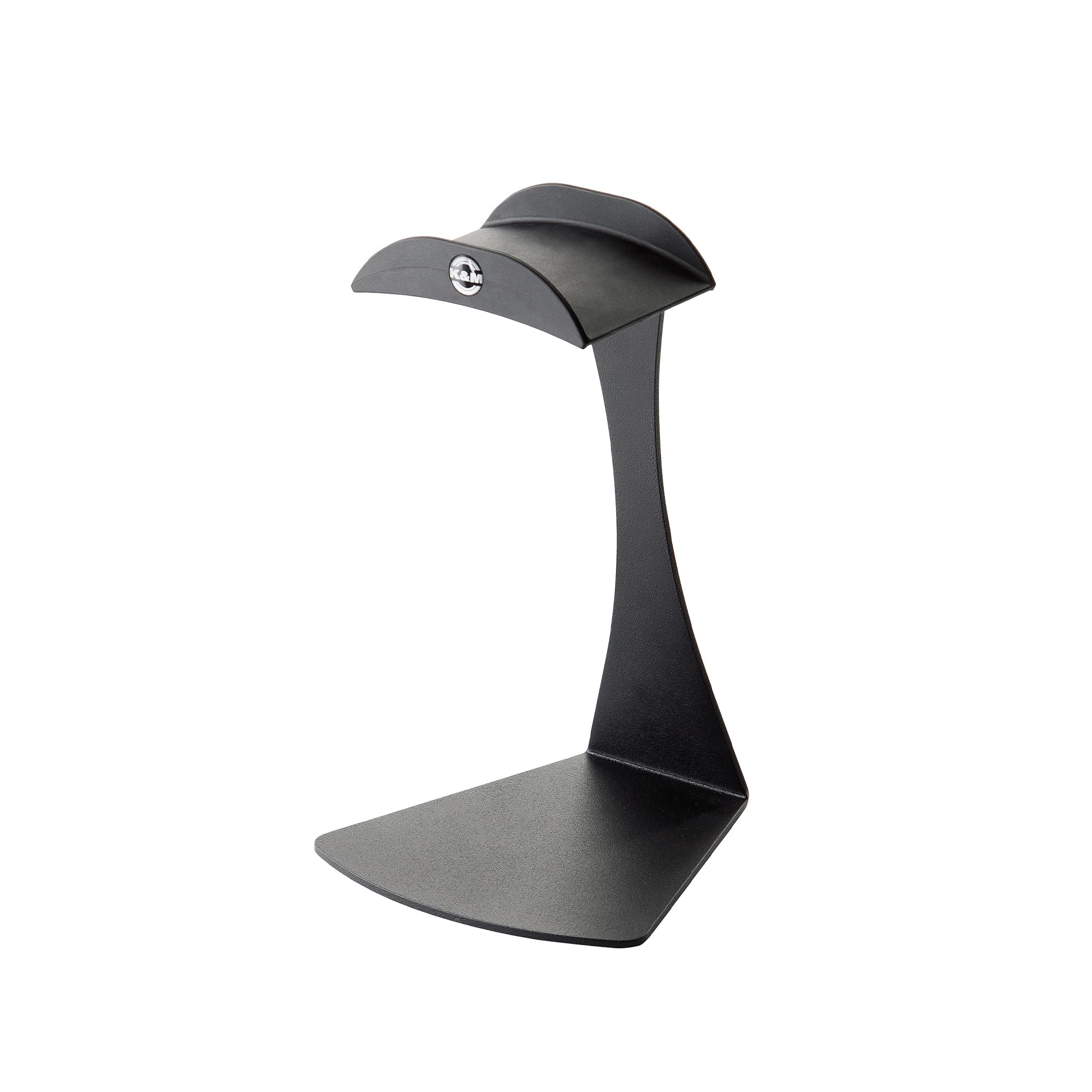 K&M Konig & Meyer 16075.000.56 Premium Headphone Stand - Free-Standing Steel Holder with Protective Rubber Padding & Slip-Resistant Base | Durable Black Structured Surface | German-Made Headset Accessory | Perfect for Studios, Offices & Gaming Setups