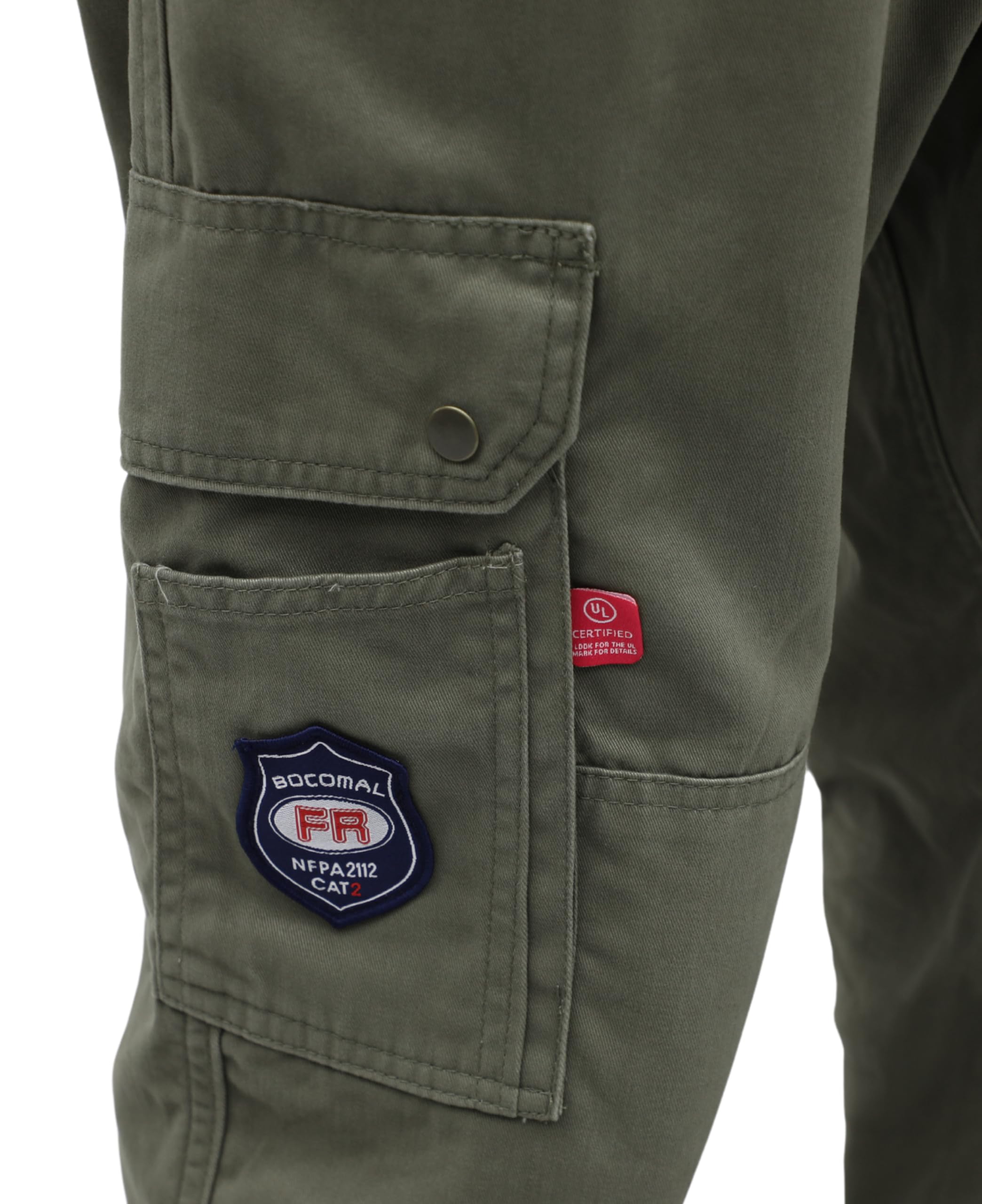 BOCOMAL FR Men's Cargo Pants - Flame Resistant Work Pants (2112 & CAT2) | 100% Cotton 7.5oz Fire Resistant Utility Pants for Construction, Welding & Industrial Safety