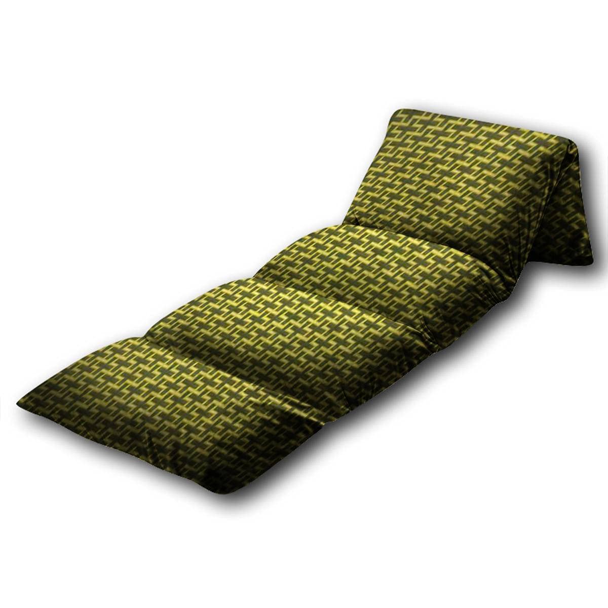 Kids Floor Pillow - Yellow Abstract Tech Design with Cross Perforation, Soft Reading & Gaming Mat for Slumber Parties | Queen Size Bed Lounger for Children's Room, Playroom & Sleepovers