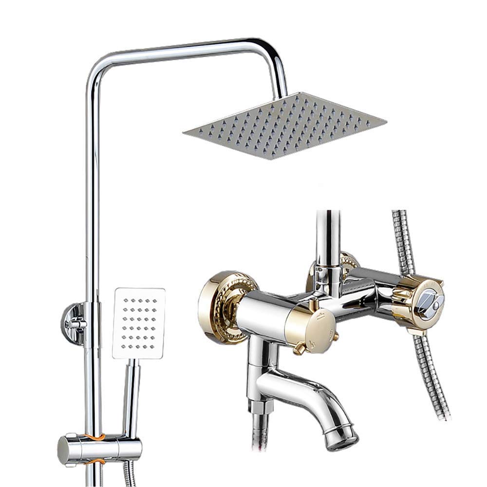Premium Square Rainfall Shower Head System - Ultra Thin Bathroom Shower Set with Rain Mixer Combo for Luxurious Spa-Like Experience - Perfect for Modern Bathrooms and Relaxing Showers