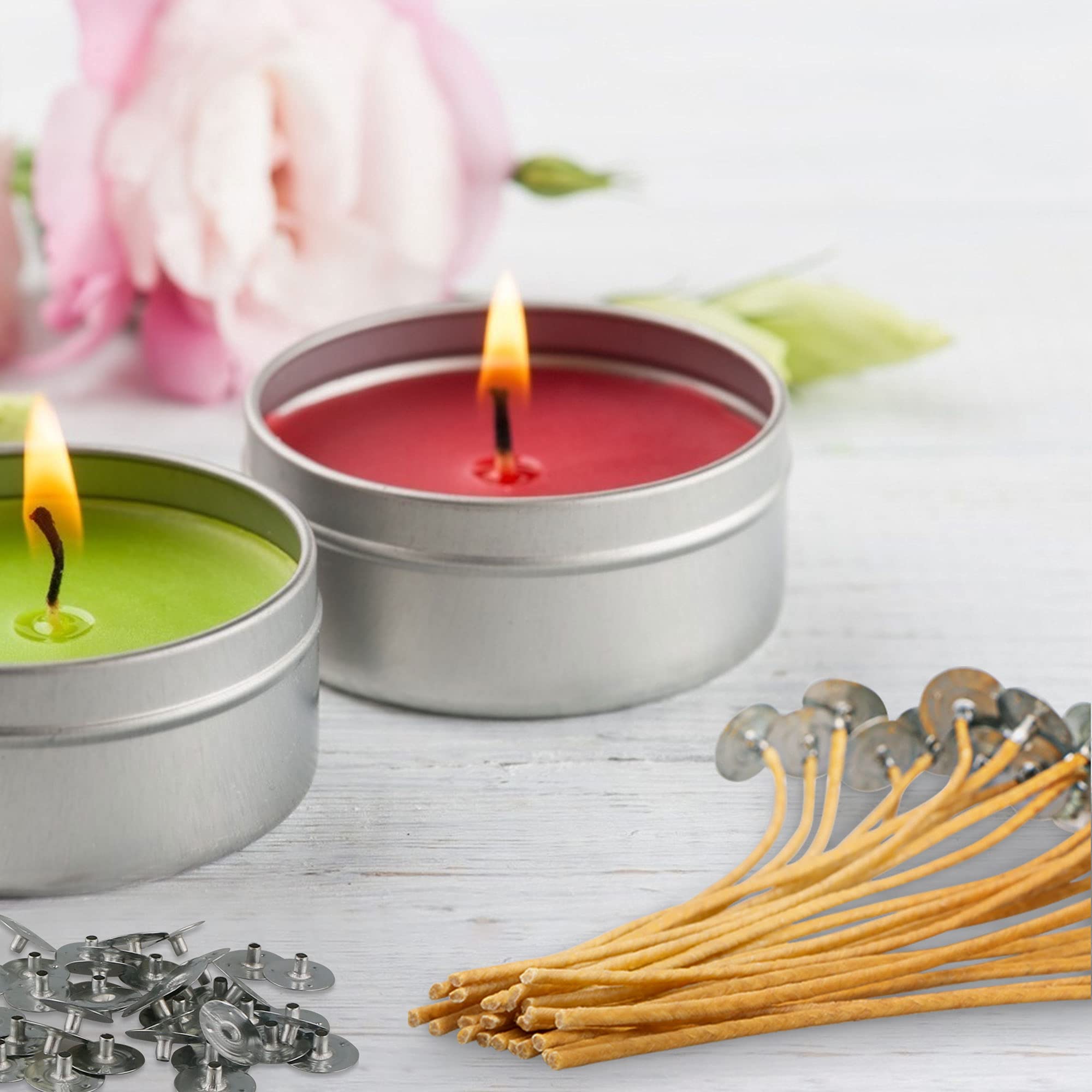 100 PCS 3.5 Inch Natural Beeswax Coated Hemp Wicks for Candle Making - 3mm Diameter Pre-Waxed Cotton Candle Wicks with Tabs - Perfect for DIY Candles, Aromatherapy & Home Decor