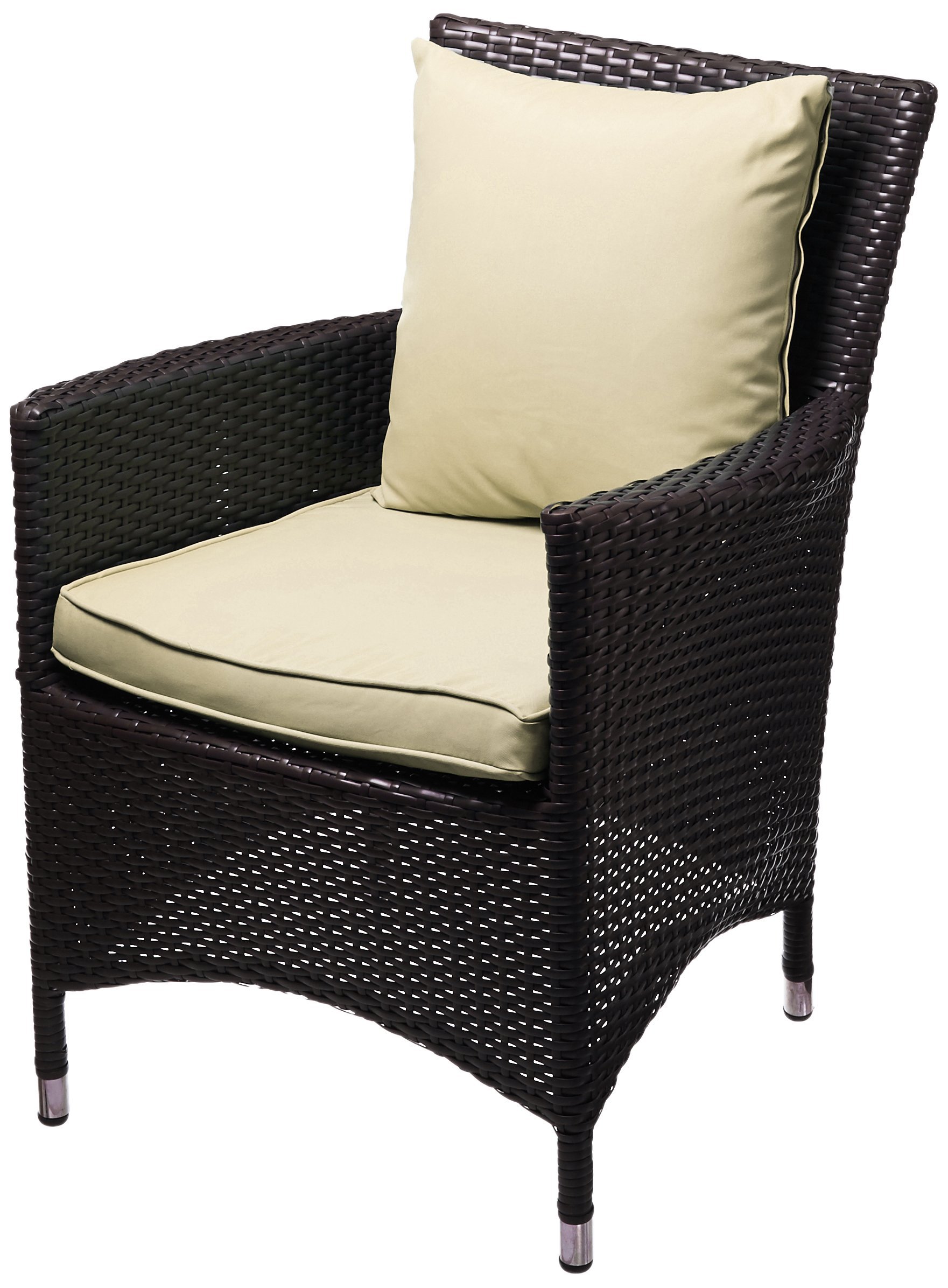 Modway Convene Wicker Rattan Outdoor Patio Dining Armchair with Cushion - Espresso Beige - Weather-Resistant Rattan Chair for Backyard, Garden, Poolside & Patio Relaxation