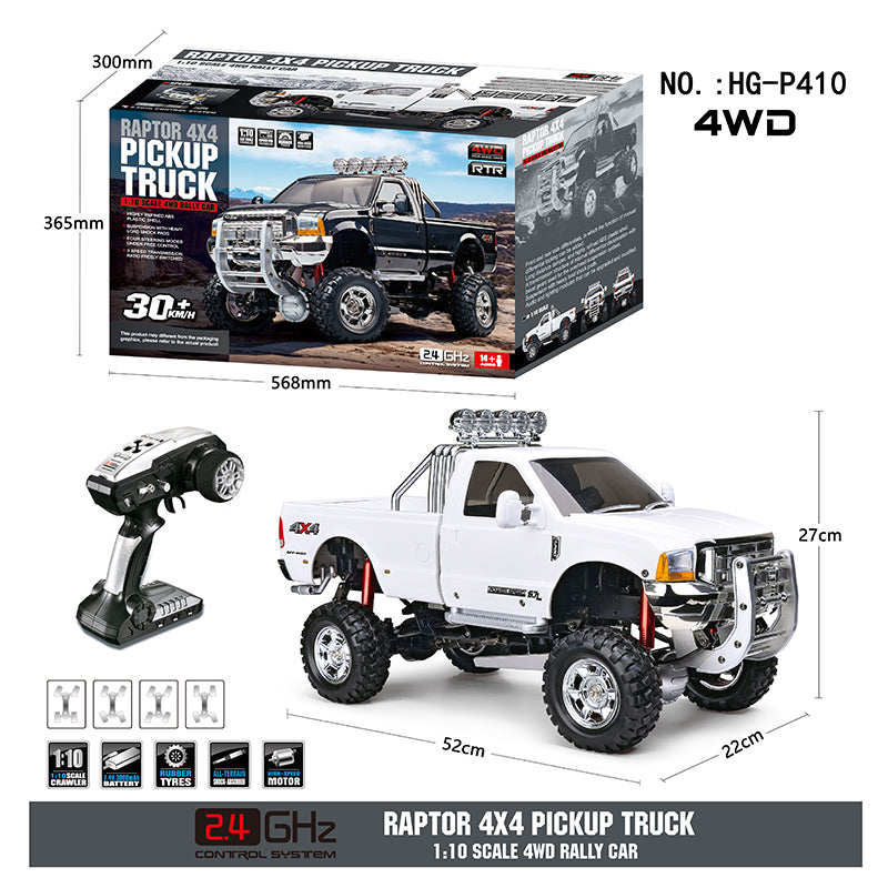 1/10 Scale HG RC Pickup Truck P410 - 4WD Off-Road Rally Racing Crawler with 2.4Ghz Remote Control - Perfect Gift for Adults & Kids - Ideal for Backyard Racing, Trail Crawling and Off-Road Adventures