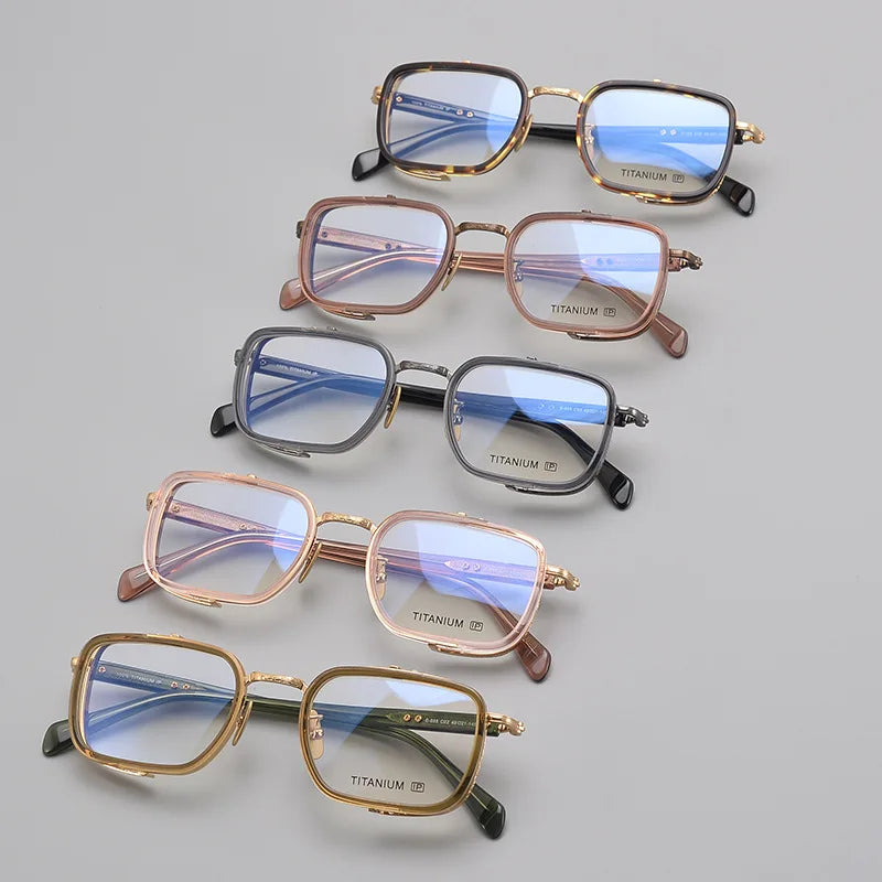 Stylish Black Square Titanium Acetate Eyeglasses for Women - Lightweight Full Rim Glasses Frame 41055 - Perfect for Office, Reading & Fashion Accessories