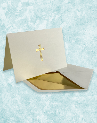 Elegant Cross Embossed Note Cards - Premium Blank Greeting Cards for Weddings, Thank You Notes & Special Occasions - Perfect for Handwritten Letters & Invitations