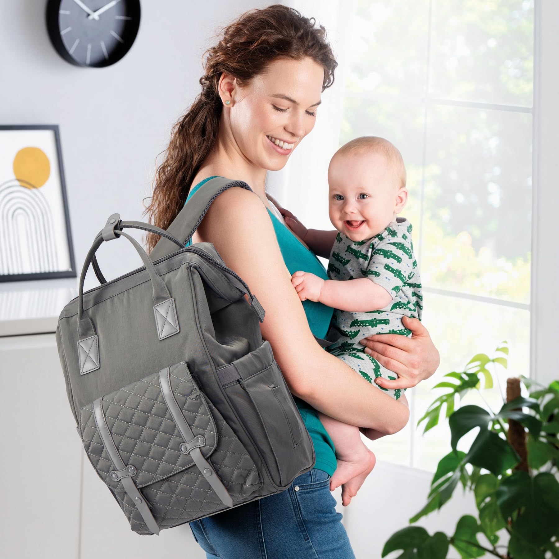 Large Waterproof Diaper Backpack for Moms & Dads - Baby Travel Essentials with Changing Pad, Stroller Straps & USB Charging Port - Perfect for Newborns, Toddlers & On-the-Go Parents (Dark Grey) | Ideal for Daycare, Travel, Shopping & Family Outings