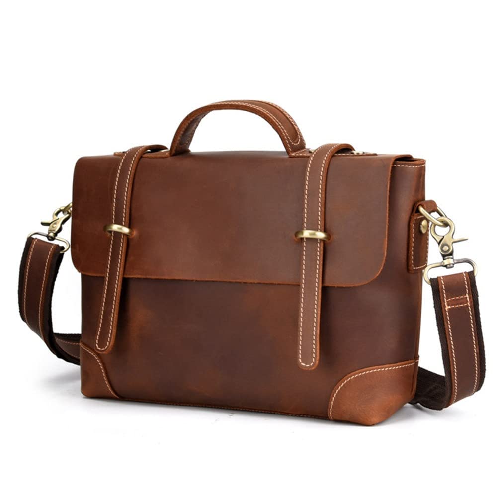 Vintage Leather Messenger Bag for Men - Retro Crossbody Briefcase with Adjustable Shoulder Strap, Business Office Work Bag (24x30x9cm) - Perfect for Commuting, Travel & Daily Use