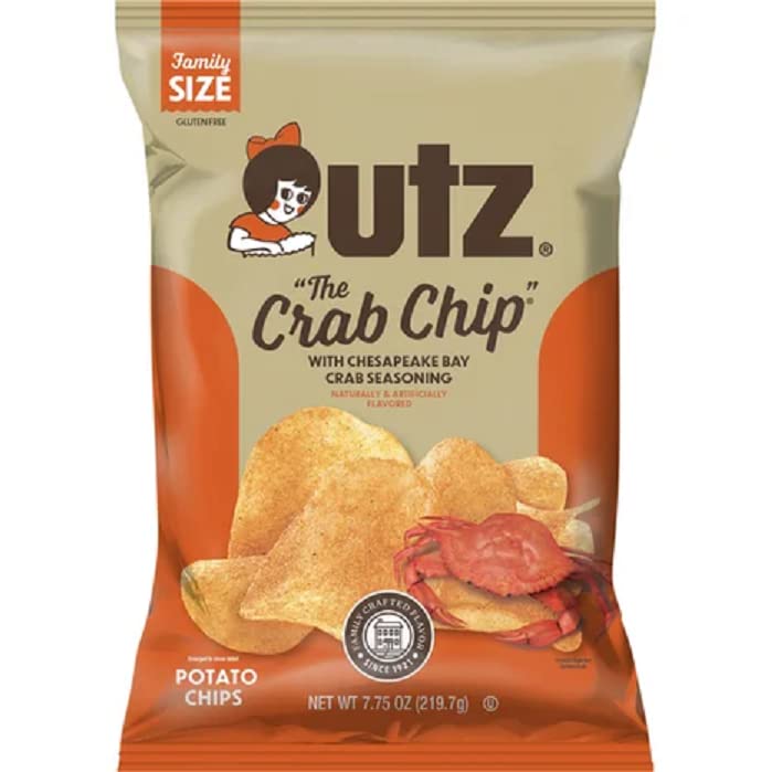 Utz Quality Foods Crab Chips with Chesapeake Bay Seasoning - Family Size (3 Bags) | Crunchy Snack for Parties, Game Nights & Seafood Lovers