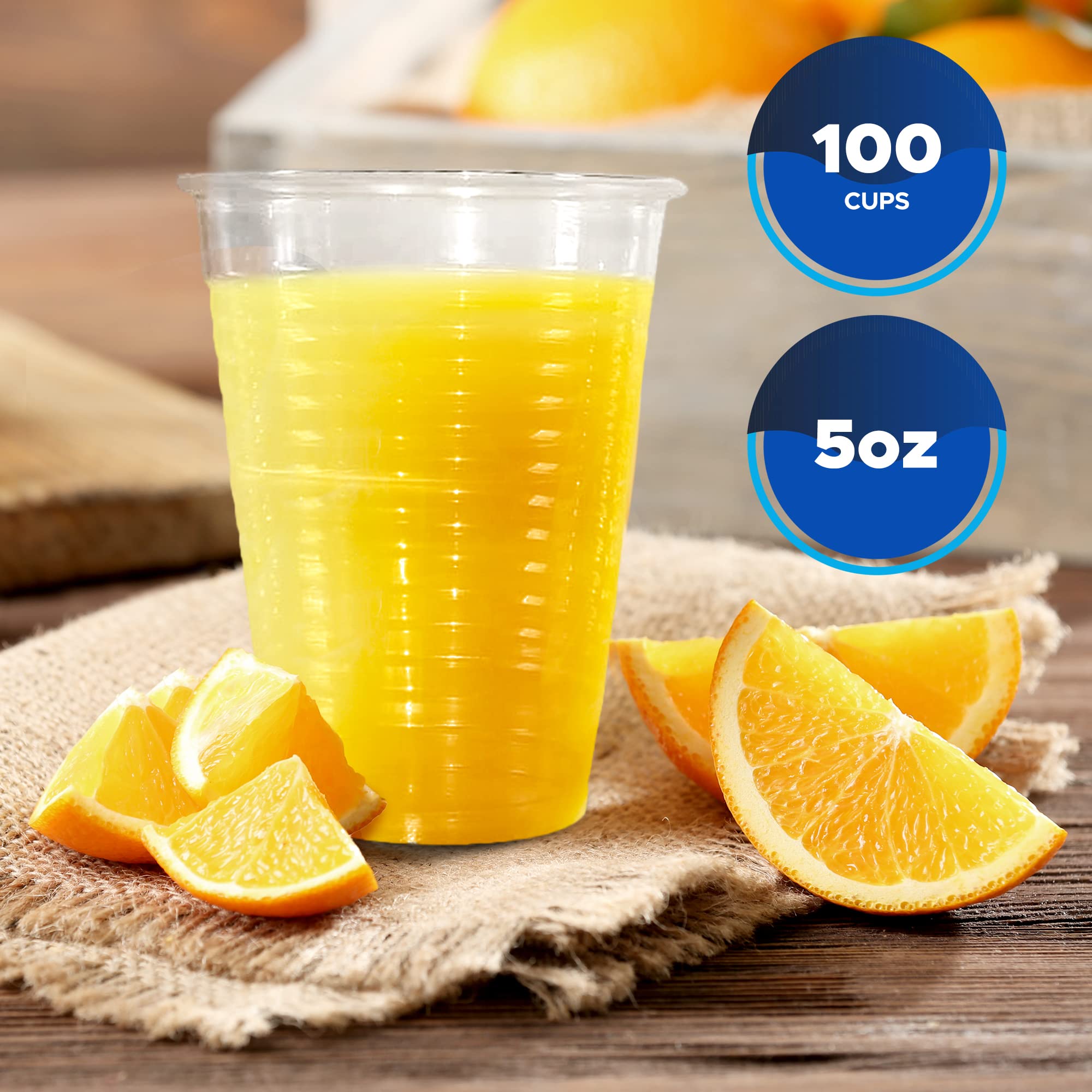 PAMI 5oz Clear Plastic Cups [100 Pack] - BPA-Free Disposable Drinking Glasses for Parties, Events & Daily Use - Ideal for Iced Tea, Smoothies, Cocktails, Jello, Punch & Cold Beverages - Perfect for Home, Office, Restaurants & Outdoor Gatherings