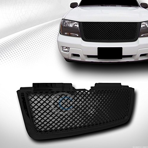 Black Sport Mesh Front Hood Bumper Grille Cover ABS Compatible with 06-09 Chevy Trailblazer LT | Durable Replacement for Off-Road & Street Style Upgrade