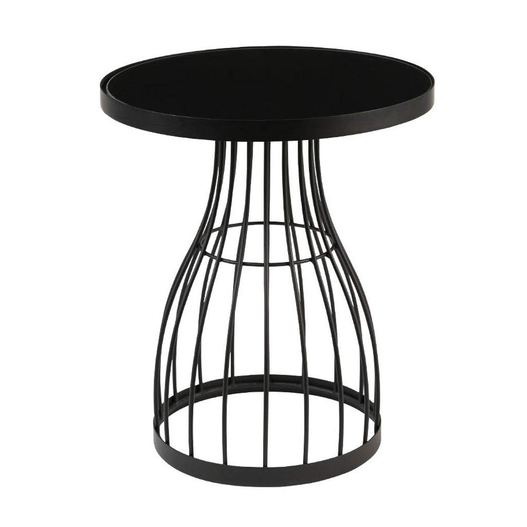 Round Tempered Glass End Table with Iron Frame - Modern Side Table, Nightstand, Coffee Table for Living Room, Bedroom & Office - Sturdy Sofa Corner Table for Small Spaces