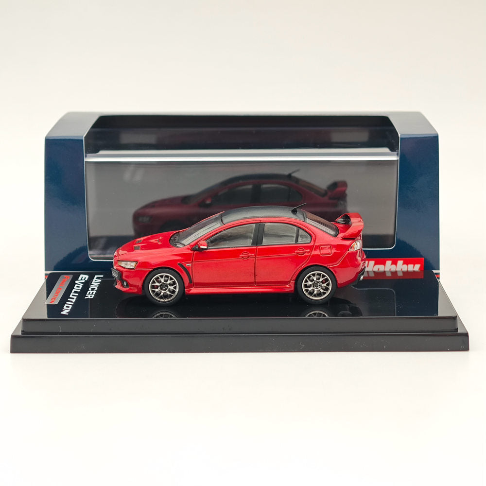 1/64 Mitsubishi Lancer Evolution X Final Edition Diecast Model Car - Red Metallic with Carbon Roof | Limited Collector's Edition HJ642053BR by Hobby Japan | Perfect for Display, Racing Enthusiasts & Scale Model Collections