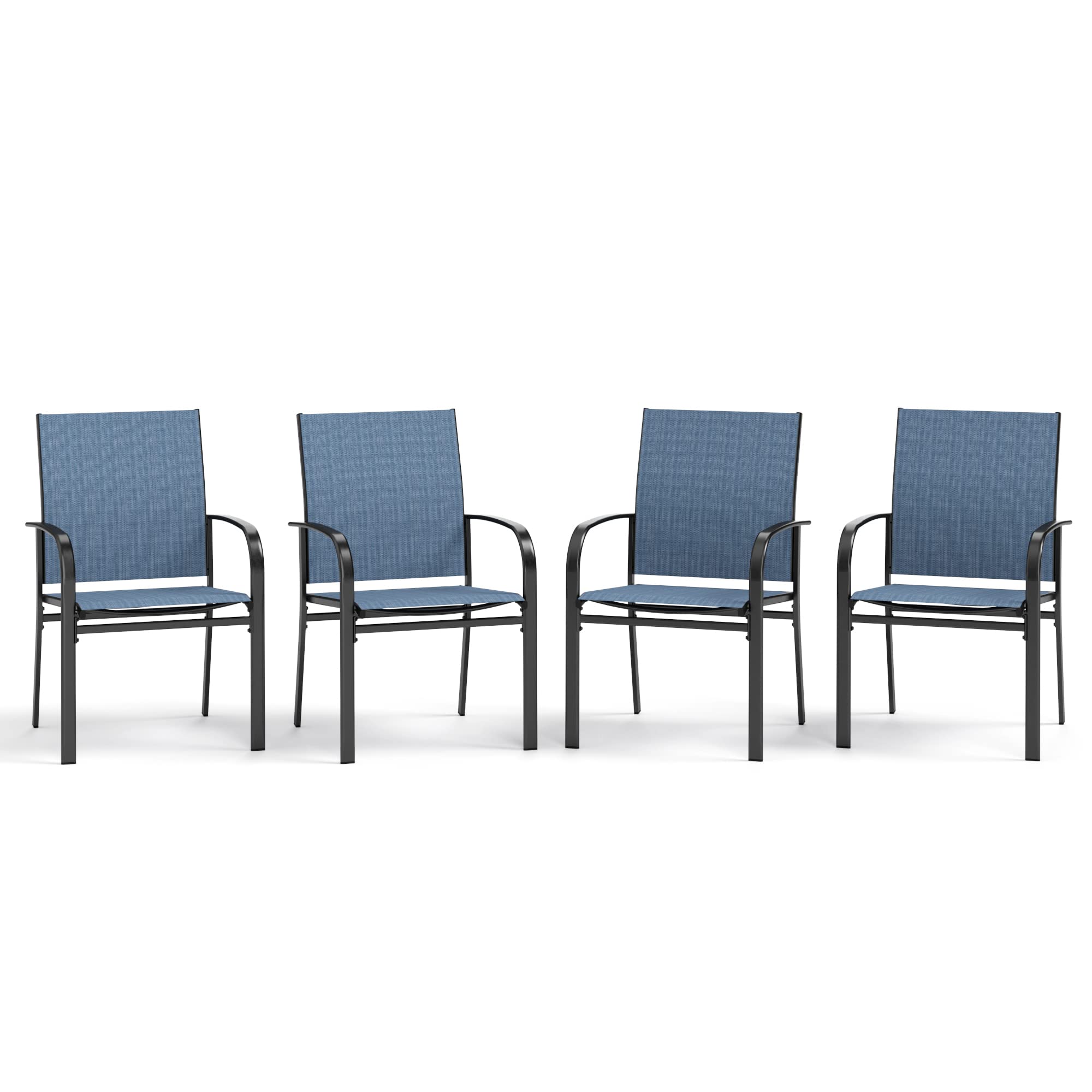4-Piece Outdoor Patio Dining Chairs Set - Textilene Armrest Chairs in Blue - Perfect for Backyard BBQs, Poolside Lounging & Garden Entertaining
