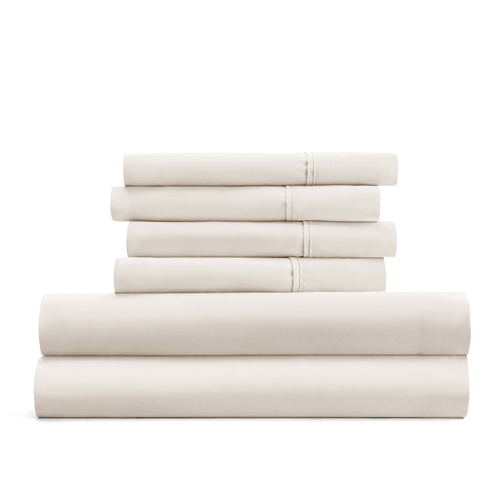 6-Piece Luxury Cotton Bed Sheet Set - Soft & Breathable for Ultimate Comfort - Perfect for Master Bedroom, Guest Room, or Dorm Use