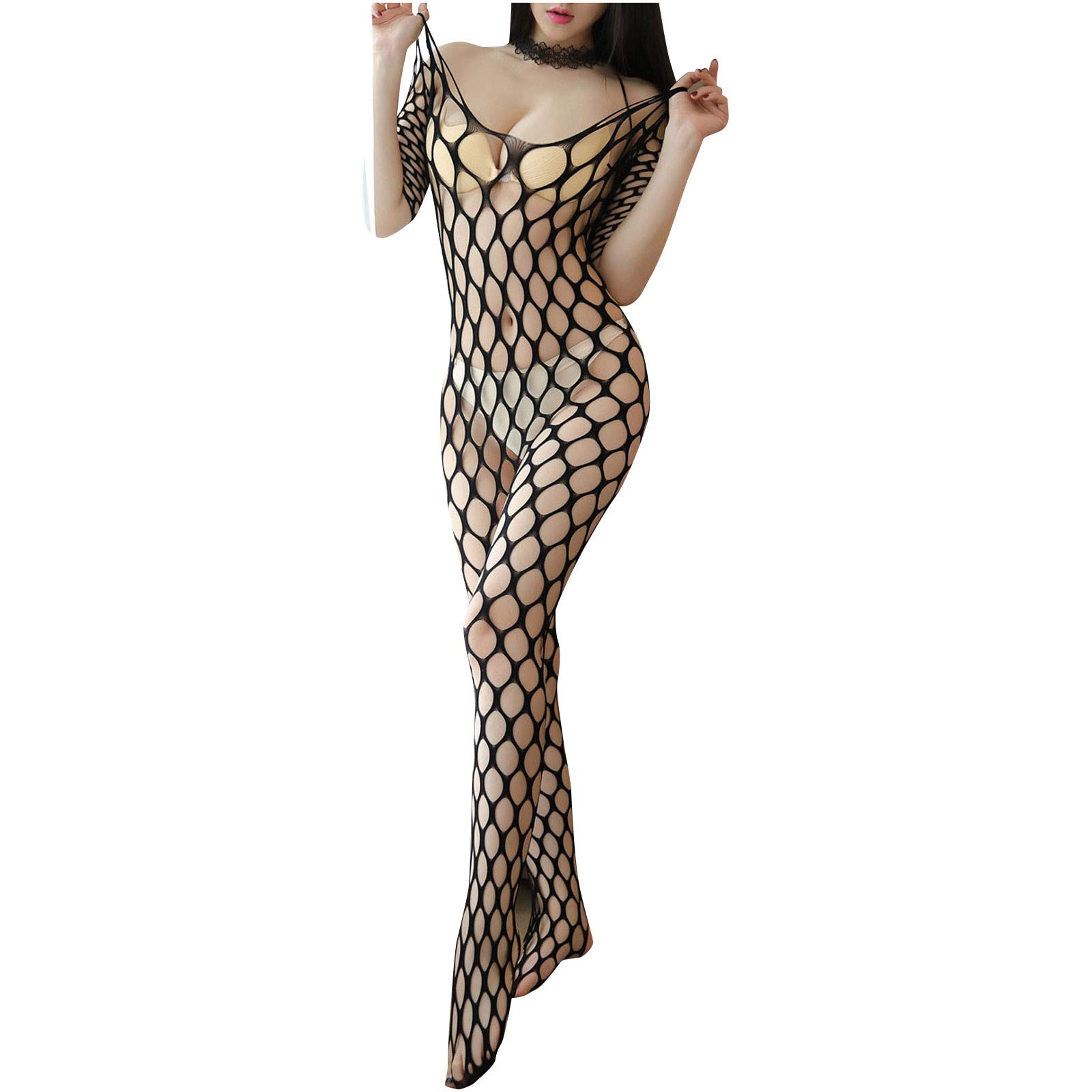 Sexy Women's Lingerie Fishnet Bodystockings - Mesh Lace Bodysuit Tight Nightwear for Romantic Nights & Boudoir Photography