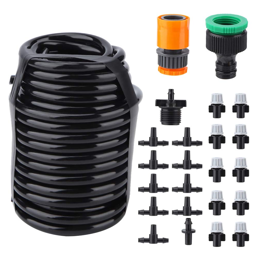 Mumusuki 10m DIY Lawn Sprinkler Irrigation System with Auto Water Timer - Garden Hose Set & Watering Cans for Plants, Flowers, Grass - Perfect for Home Gardening, Lawn Care, and Automatic Plant Watering