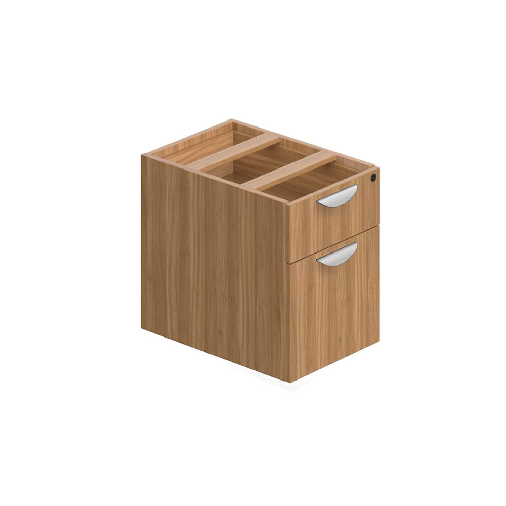 GOF Double 2 Person Workstation Cubicle (12'D x 7'W) - Office Partition & Room Divider with Walnut Pedestal - Perfect for Shared Workspaces & Open Office Layouts